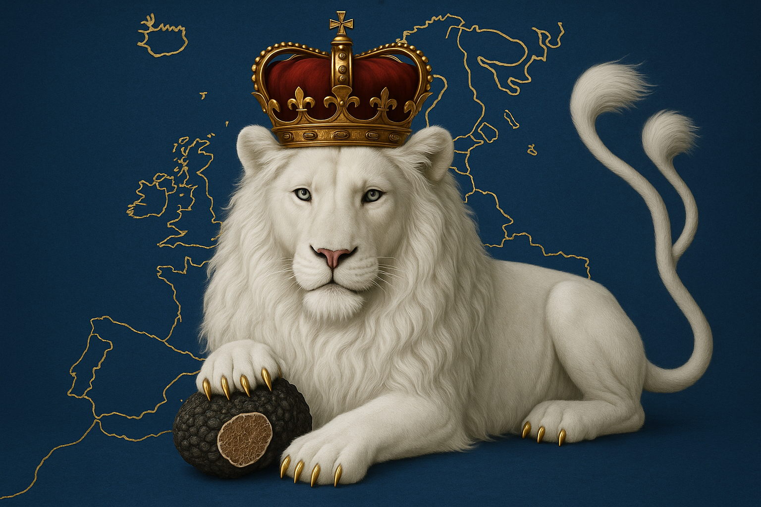 „Český lanýžový lev – maskot festivalu Praha lanýžová 2025. Symbolizuje historický objev Českého lanýže Asociace z roku 1360, nejstarší zmínku o lanýži v Evropě.“